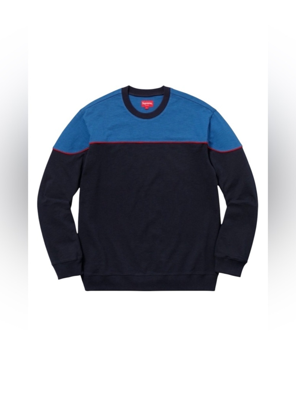 Supreme Men’s Yoke Piping Long Sleeve Top Blue XL Cotton